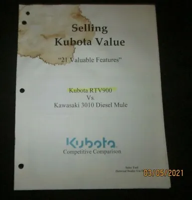 Buy KUBOTA RTV 900 Vs. KAWASAKI 3010 DIESEL MULE  UTILITY VEHICLES ATV BROCHURE • 11.08$