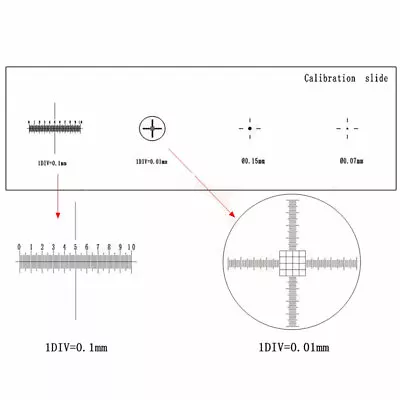 Buy  0.01mm Microscope Calibration Slides Reticle Ruler Cross Microscope Biological • 8.90$
