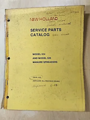 Buy New Holland Service Parts Catalog, Model 514 & 520 Manure Spreaders, 1986 Issue • 15.65$