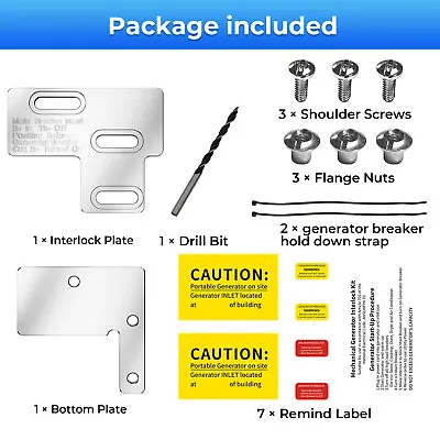 Buy Generator Interlock Kit For Siemans Or ITE 100 Amp Panels W/ Main Breaker • 37.69$