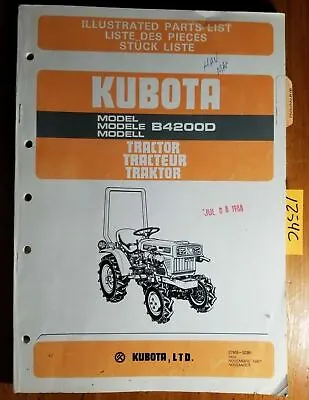 Buy Kubota B4200D Tractor Illustrated Parts List Manual 07909-50381 11/87 • 40$