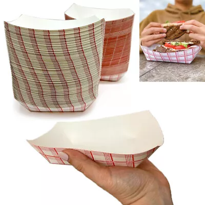 Buy 250 Ct Paper Food Tray Disposable Boat Plate Red Checkered Basket Containers • 32.48$