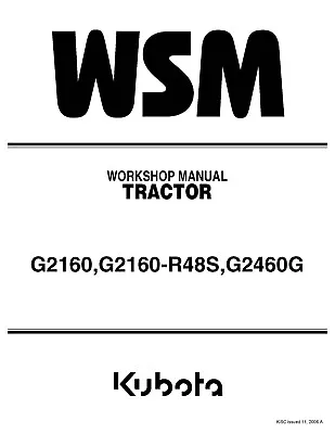 Buy Lawn Tractor Service Repair Manual Kubota G2160 G2160 R48s G2460g • 29.97$