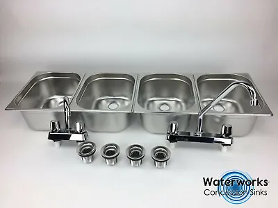Buy Large Concession Sink 4 Compartment Portable Food Truck Trailer W/Faucets • 125.95$