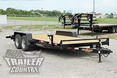 Buy NEW 2024 7 X 18 7K Heavy Duty Wood Deck Car Hauler Equipment Trailer W/ Ramps • 3,950$