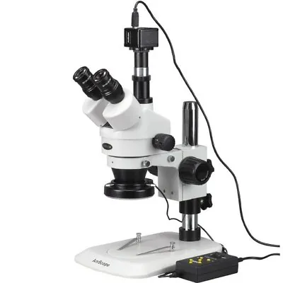 Buy AmScope 3.5X-45X Stereo Coin Microscope With 144-LED + 3MP Camera • 613.99$