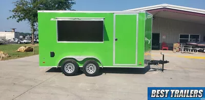 Buy 2023 7 X 14 Concession Candy Green Trailer New Vending Food Truck Enclosed • 1$