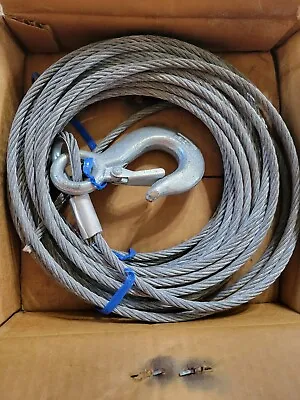 Buy 1/4  X 50' Ft Winch Line Extension Wrecker Cable Hoist Hook Latch Steel Core Tow • 59.99$