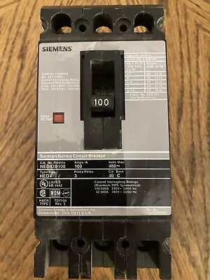 Buy  Siemens Hed43b100 100a 480v 3 Pole Circuit Breaker  • 34.99$