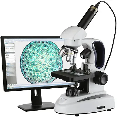 Buy AmScope 40X-1000X Metal Frame Glass Optics Digital Student Microscope With USB I • 147.99$