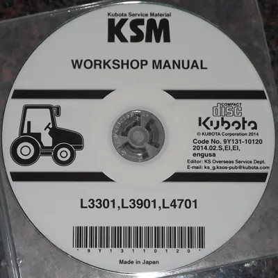 Buy Kubota L3301 L3901 L4701 Tractor Service Shop Repair Workshop Manual Cd/dvd • 39.99$