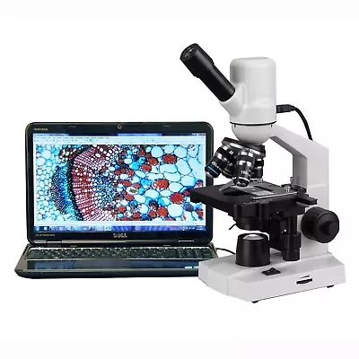 Buy AmScope 40X-1000X Compound Microscope With 3D Mechanical Stage + Built In 3MP US • 151.46$
