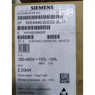 Buy New Siemens MICROMASTER440 Without Filter 6SE6440-2UD22-2BA1 6SE6 440-2UD22-2BA1 • 535.60$