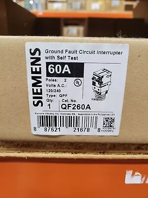 Buy Siemens Qf260a 2 Pole 60a 120-240v Gfci Breaker Brand New In Original Box • 85$