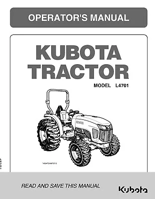 Buy 4701 Tractor Operator's Maint Manual Fits Kubota L4701 • 21.20$