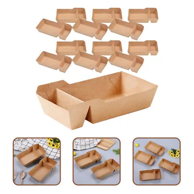 Buy  50 Pcs Fast Food Serving Boats Kraft Paper Snack Box For Cookies Delicatessen • 22.31$