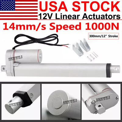 Buy 14mm/s 12  Linear Actuator 300mm Stroke 1000N 12Volt DC Electric Machinery Motor • 35.99$