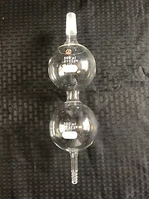 Buy Aldrich PYREX 500mL Glass Double-Bulb Kugelrohr Double Ball-Tube Flask 24/40 Jnt • 84.99$