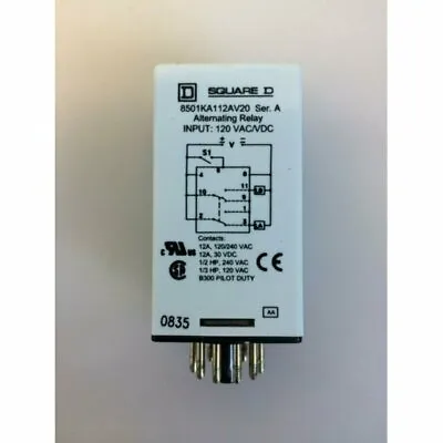 Buy Square D By Schneider Electric 8501KA112AV20 Alternating Relay, 120 VAC/VDC • 19.05$