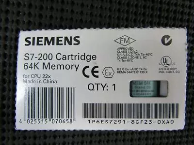 Buy Siemens 6ES7 291-8GF23-0XA0 Memory Module 64KB Simatic S7-200 MC291 • 110.48$
