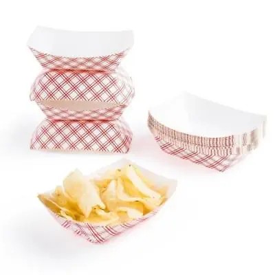 Buy 100pc Disposable Cardboard Paper Food Tray  Boat Baskets Fast Food Tray BULK • 17.99$