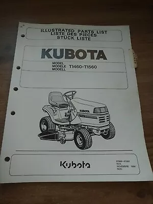 Buy Kubota T1460 T1560 Lawn Tractors Original Parts Catalog Manual 1994 • 37.19$