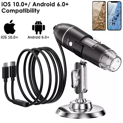Buy Digital Microscope 1600X USB Coin Microscope 8 LED Magnifier Soldering Camera • 21.75$