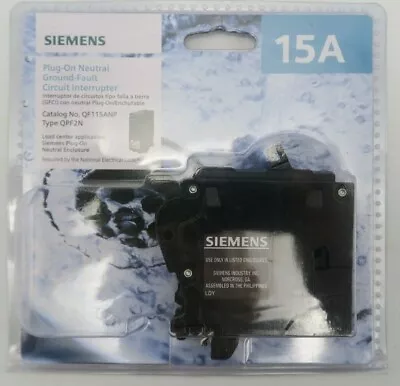 Buy Siemens QF115ANP Type QPF2N 15 A 1-Pole GFCI Plug-On Neutral Circuit Breaker New • 35.99$