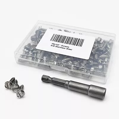 Buy #8 X 1/2'' Hex Washer-Head Sheet Metal Screws Self-Tapping 410 Stainless Stee... • 16.45$