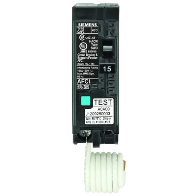 Buy Siemens QA115AFC 15 Amp 1 In. Single-Pole 120-Volt Plug-On Combination AFCI Circ • 59$