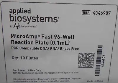 Buy APPLIED BIOSYSTEMS 4346907 MICROAMP FAST 96-WELL REACTION PLATE 0.1 ML 10 Plates • 59.99$
