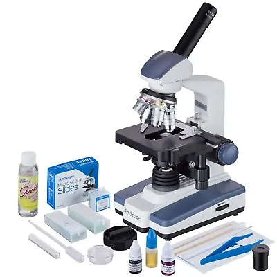 Buy AmScope 40X-2500X LED Monocular Compound Microscope With Extensive Slide Prepara • 213.99$