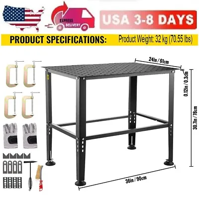 Buy Industrial 36  X 24  Adjustable Workbench 0.12  T Welding Table With Accessories • 126.26$