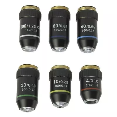 Buy Achromatic Objective Lens Biological Microscope 4X 10X 20X 40X 60X 100X Coated • 12.90$