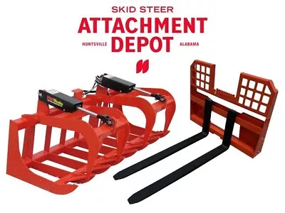 Buy 66  Root Grapple Bucket And 48 Long Walk Through Pallet Forks Combo Quick Attach • 2,192.24$