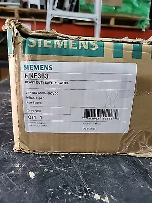 Buy NEW Siemens HNF363 100 Amp 3P 600-volt 3 Wire Non Fused Heavy Duty DISCONNECT • 199.99$