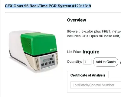 Buy Brand New Bio-Rad CFX Opus 96 Real-Time PCR System #12011319,  Free Shipping! • 37,900$