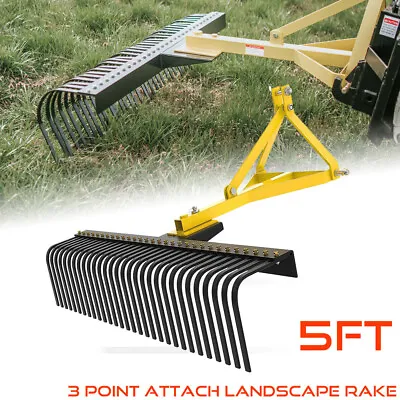 Buy 3 Point Attachments 5 FT Landscape Rock Rake Kit For Compact Tractors Category 1 • 598.99$