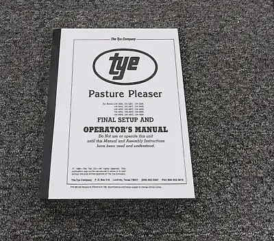 Buy Tye 104-3408 Pasture Pleaser No-Till Drill Final Setup & Owner Operator Manual • 114.03$