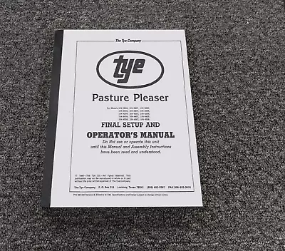 Buy Tye 104-3408 Pasture Pleaser No-Till Drill Final Setup & Owner Operator Manual • 107.86$