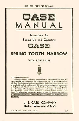 Buy CASE Spring Tooth Harrow Operators Manual • 7.60$