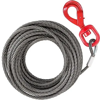 Buy Fiber Core Winch Cable 3/8 X 75 Self Locking Swivel Hook Tow Truck Flatbed • 70.13$