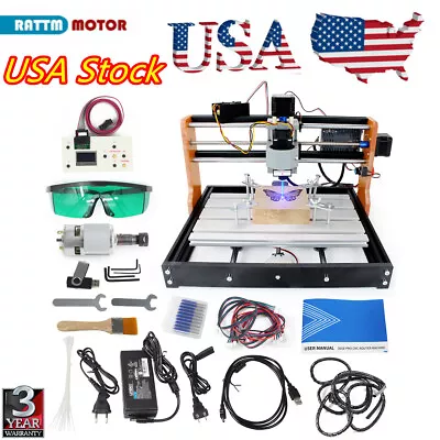 Buy 【USA】2 In 1 CNC Router 3018 PRO 2.5W 5.5W 10W 15W Laser Engraver Milling Machine • 137$