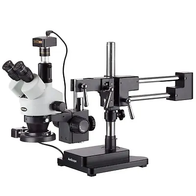 Buy AmScope 3.5X-90X Trinocular Boom Stand Zoom Stereo Microscope + 3MP Camera • 816.99$