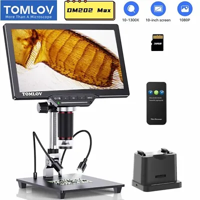 Buy TOMLOV DM202 Max Digital Microscope 1300x HDMI 25MP Video Microscope 10.1 Screen • 196.02$