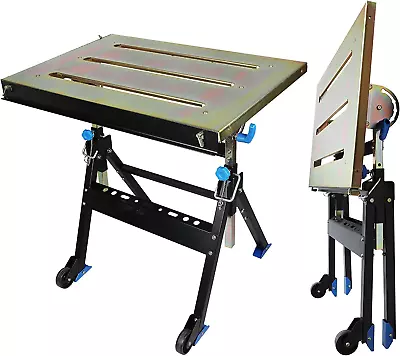 Buy Adjustable Welding Table With Wheels Portable Steel Stand Workbench 30 In. X 20  • 147.29$