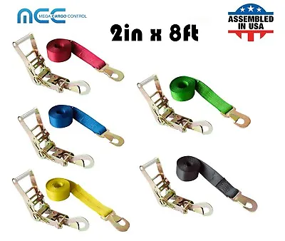 Buy USA 2  X 8' Off-Road Ratchet Tie Down Strap Snap Hook Car Auto Hauler Tow Truck • 91.85$