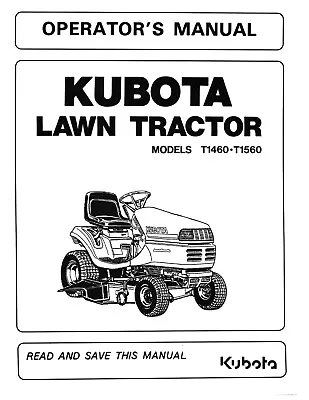 Buy Tractor Owners Instruction Maint Manual T1460 T1560  Kubota  Lawn Mower • 19.97$