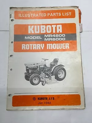 Buy Kubota Illustrated Parts List For Model MR4800 And MR6000 Rotary Mower • 10$
