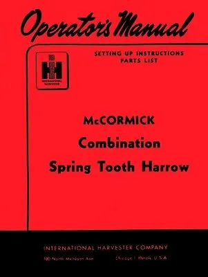 Buy INTERNATIONAL Spring Tooth Harrow Operators Manual • 8.78$